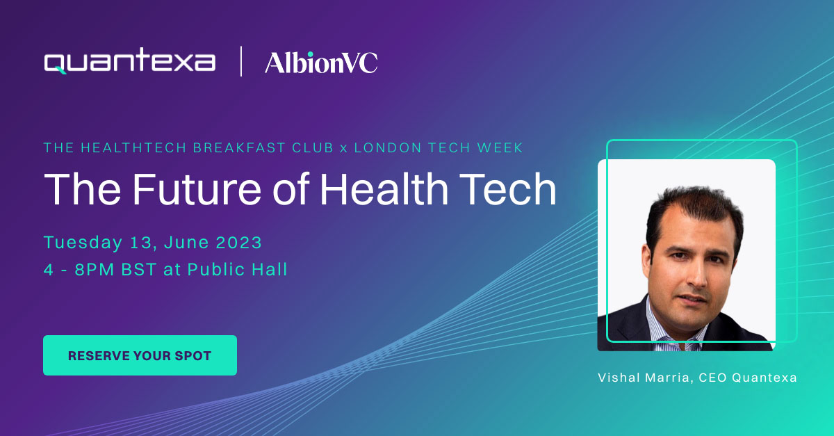 On Tuesday 13th June, 16:00BST #Quantexa CEO Vishal Marria will be joining a panel discussion on 'The Future of Health Tech' at the next HealthTech Breakfast Club. Register here: okt.to/jLmDnI #DecisionIntelligence