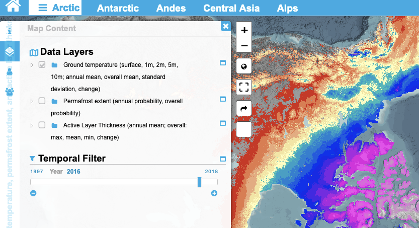 Learn how to access and use CCI Permafrost northern hemisphere time series at #EUCOP2023 . Sunday 18th and Tuesday 20th of June. eucop2023.com/workshops-and-…

E.g. with <a href="/AWI_de/">AWI Medien</a> 's WebGIS maps.awi.de/awimaps/projec…