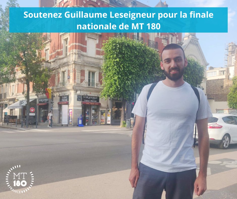 [MT180s]
📢Soutenez Guillaume Leseigneur pour la finale nationale de <a href="/MT180FR/">MT180</a> aujourd'hui ce 8 Juin à 18h30 !
💻Suivez en direct l'évènement sur mt180.fr et Youtube "MT180S"
🚨Voter en ligne, pour soutenir Guillaume 🚨
📲En savoir plus : csti.univ-cotedazur.fr/finale-nationa…