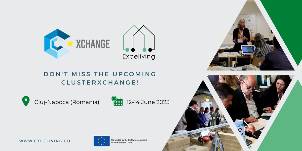 ⏳Less than a week for the #ClusterXchange in Cluj-Napoca (Romania)!

🤝The main topic will be cooperation, #internationalization &amp; digitization for SMEs in the #habitat sector. Are you ready?

Check the agenda of the event ➡️ exceliving.eu/clusterxchange/