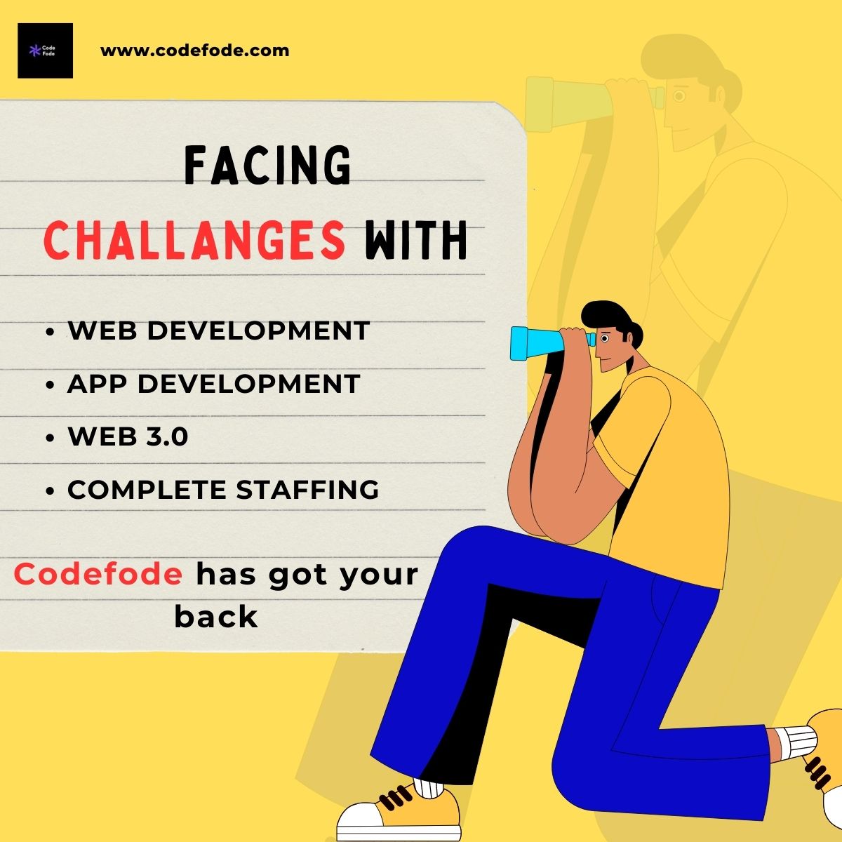 codefodetec's tweet image. Our proficient IT team delivers these services and beyond. Join us to realize the solution you&apos;ve always dreamed of!

#codefode #ITsolutions #ITcompany #ITneeds #ITrequirements #tech #business #pythonprogramming #webdevelopment #reactnative #staffaugmentation #reactjs