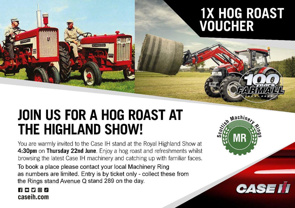 We're off to the Highland Show on Thursday 22nd June! (Avenue Q, Stand 289). Join us for a refreshment and a catch up any time from 11am, and be sure to RSVP to info@scotlandfarmer.co.uk for a free hog roast voucher! It's limited guests and more popular each year so get in touch!