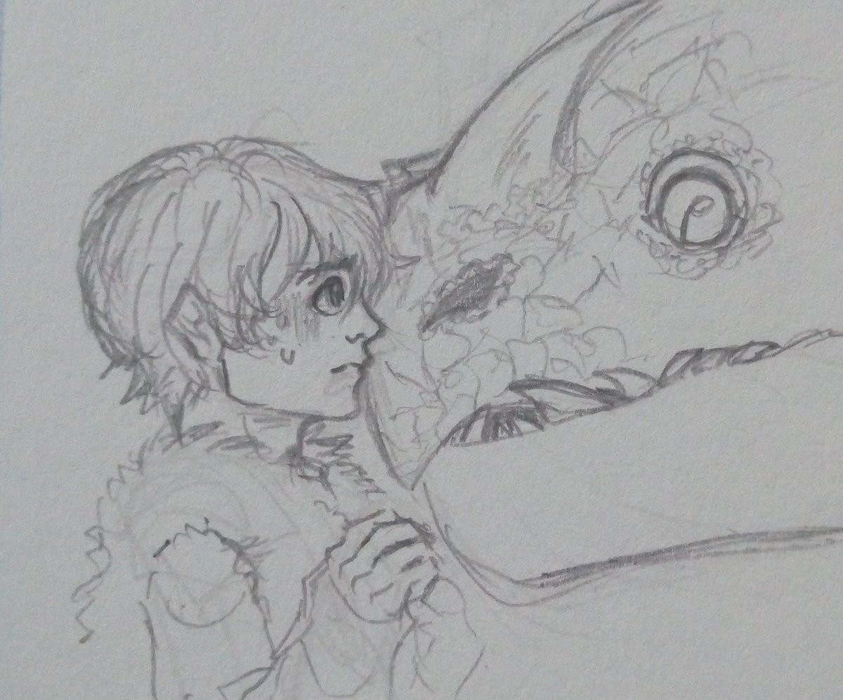 Pay attention hiccup!! 
(Sorry, i've been trying to doodle for almost an hour or even more but the only thing that came out was this, i couldn't even draw the nadder 😓)

#httyd #httydfanart #hiccuphaddock #httydhiccup #HowToTrainYourDragon