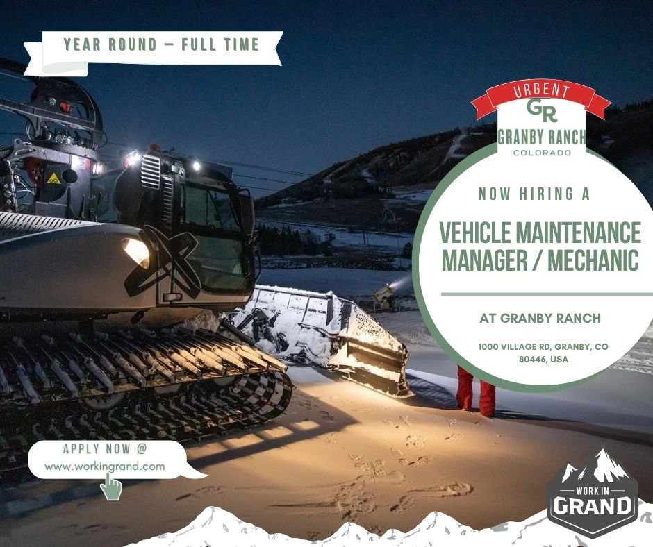 WorkInGrand's tweet photo. workingrand Granby Ranch is hiring Vehicle Maintenance Manager / Mechanic
#ApplyNow at
https://t.co/UsuOK08yMJ
#hiring #nowhiring #jobs #WorkInGrand #ColoradoJobs #coloradostatejobs #jobs #usajobs #usajobseeker https://t.co/7Uqv7lKLdE
