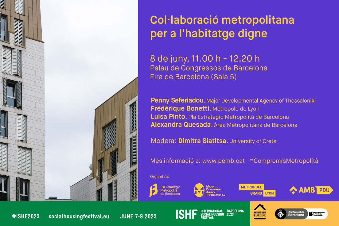 pembarcelona's tweet photo. 🏡 Comencem la taula rodona organitzada pel PEMB al @ishf2023 "Col·laboració metropolitana per a l'#habitatge digne" amb:

-@LuisaFerPinto, #PEMB
-Penny Seferiadou, Thessaloniki
-Frédérique Bonetti, @grandlyon
-Alexandra Quesada Serrano, @pdumetropolita 
-Modera: Dimitra Siatitsa https://t.co/h2PNJwybCS