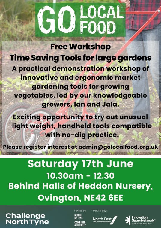 Free workshop - Market Gardening Tools - Saturday 17th June at our fields in Ovington. golocalfood.org.uk/events/time-sa…