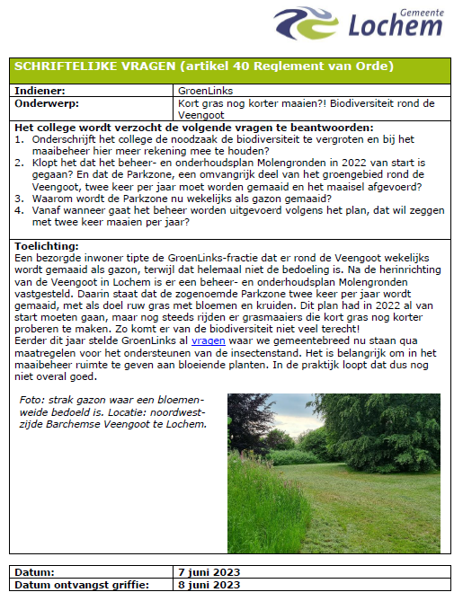 raadLochem's tweet image. Gemeenteraadsfractie @GLLochem stelt schriftelijke vragen aan college B&amp;amp;W over Biodiversiteit rond de Veengroot: lochem.notubiz.nl/modules/6/Moti…
