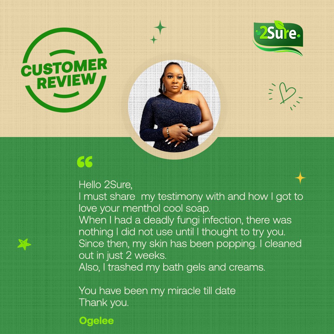 2SureNG's tweet photo. Trust 2Sure antibacterial soap to take your skin from a zero to 💯 just like her🥰
#BeTheSpec
#Be2Sure https://t.co/Y4uQcVvhZt