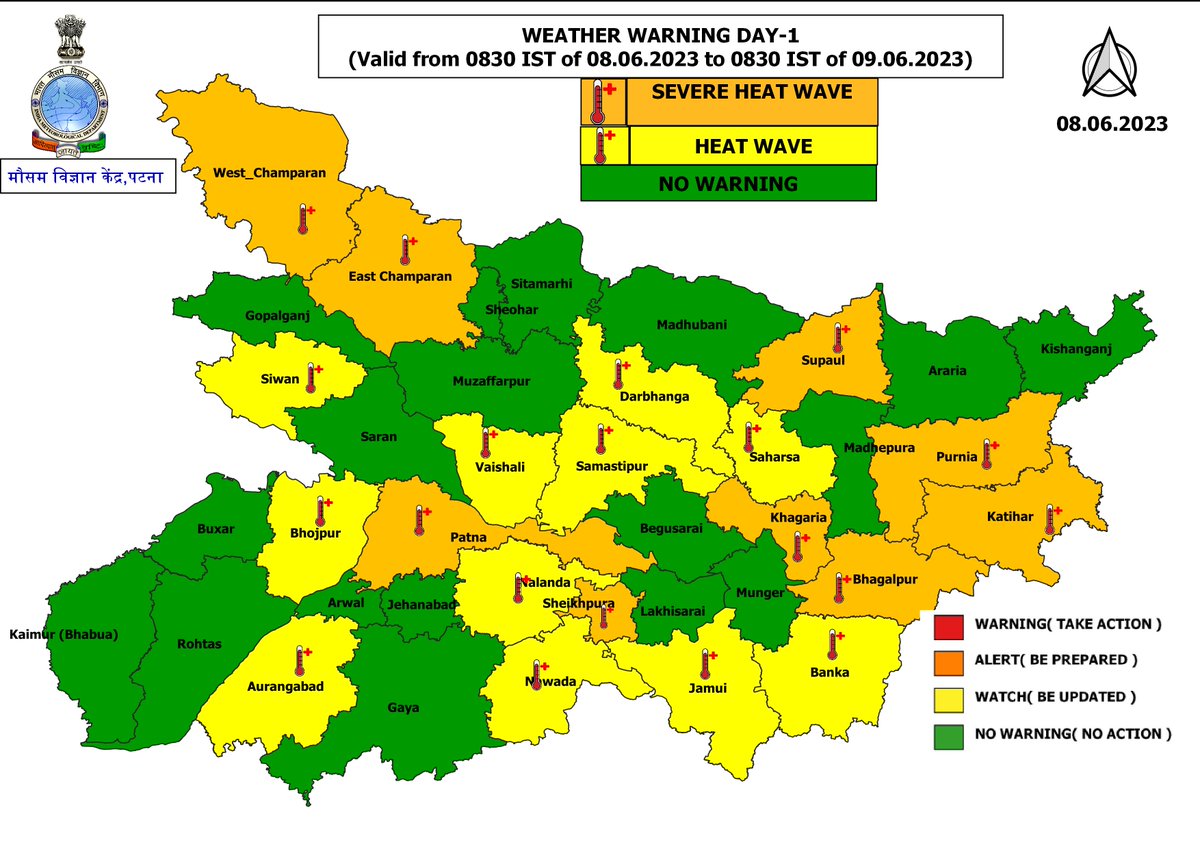 imd_patna's tweet photo. मौसम #चेतावनी #बिहार #दिन-1 से दिन-5 तक https://t.co/N9NRY7hAFv