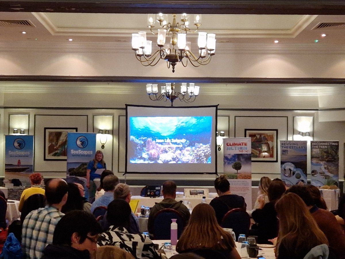 ClimateActionNE's tweet photo. Brilliant presentations from @EG_Cunningham @mcsuk and now speaking is @SaraKingUK of @RewildingB - connecting us with #nature linking #landtosea #oceanaction #WorldOceansDay2023 #WorldOceansDay #motion4theocean #climatesolutions https://t.co/oLlNXlEIb7