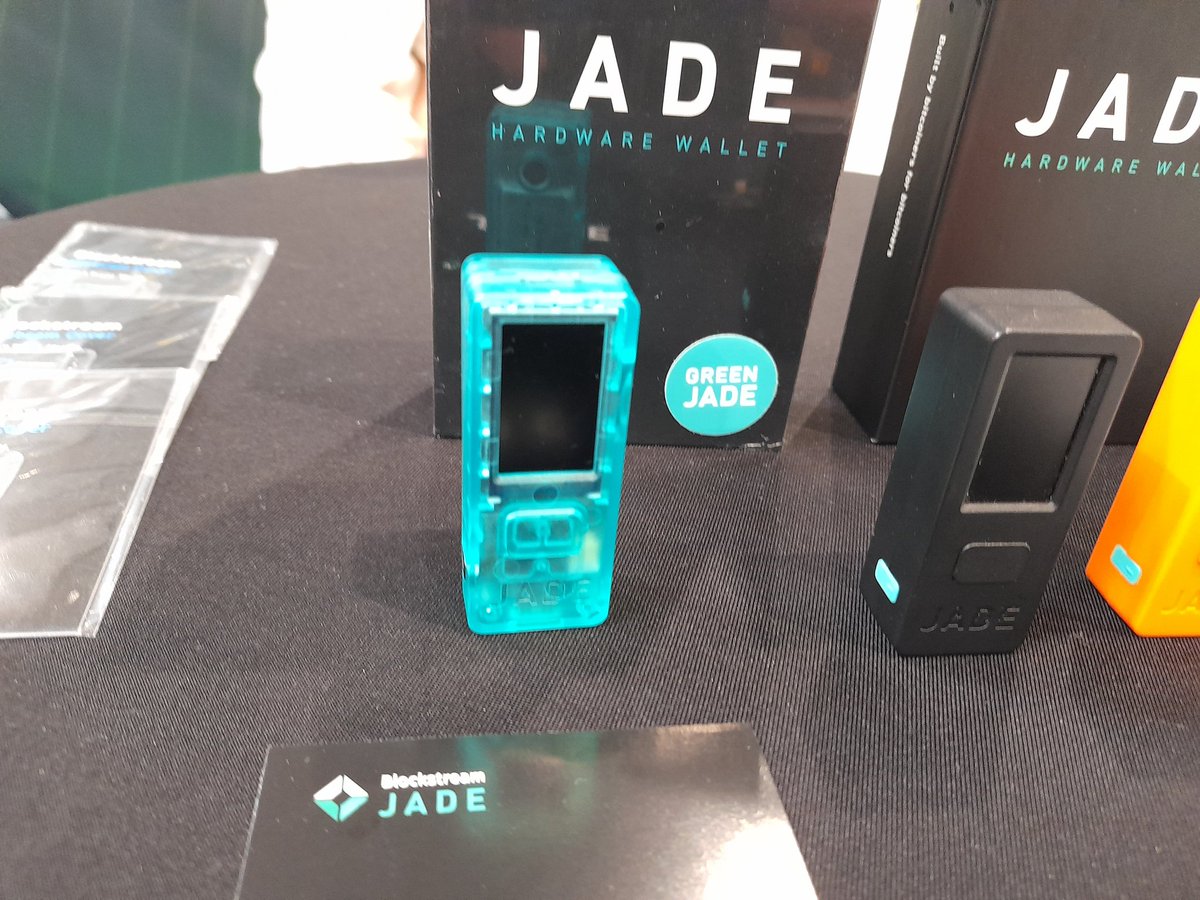 adam3us's tweet image. Last 50 transparent green jade at @blockstream booth #btcprague #bitcoin
