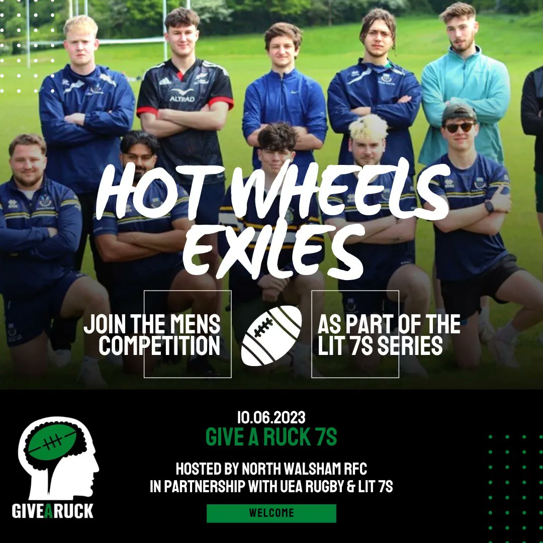 TEAM ANNOUNCEMENT 🎺 

The Hot Wheels Exiles have entered the mens competition! 

Good luck guys! 

<a href="/WalshamVikings/">North Walsham RFC</a> 
<a href="/lit7s/">LIT7s</a>