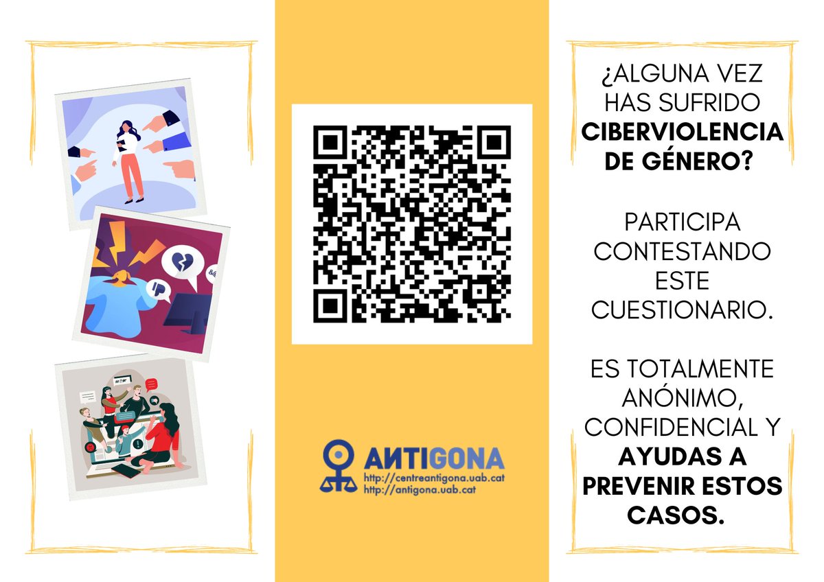 HAS PATIT...? 
- ciberassetjament 
- amenaces  
- discursos d'odi 
- difusió pública d'informació privada 
- ús de fotografies/vídeos íntims per extorsionar 
- distribució, difusió i creació imatges/vídeos íntims sense consentiment 
- amenaces de violació
forms.gle/VDMfD58S38zNsW…