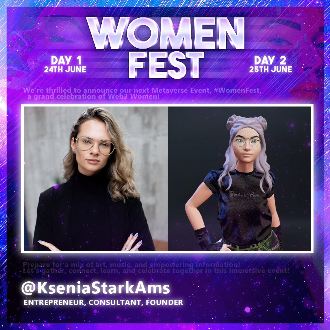 Meet @KseniaStarkAms , a dynamic digital strategist, organic growth consultant, and Web3 go-to-market specialist.

 As the Founder of  start-ups MD X & Choice, Ksenia is at the forefront of shaping the future of digital space.

 #Web3Women

🧵