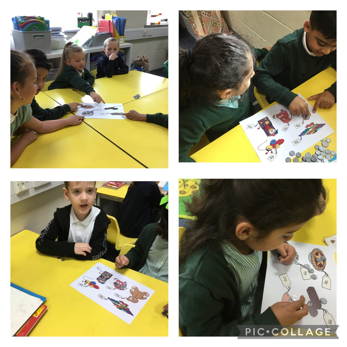 We have been using our knowledge of counting in 5’s to buy toys from the shop!