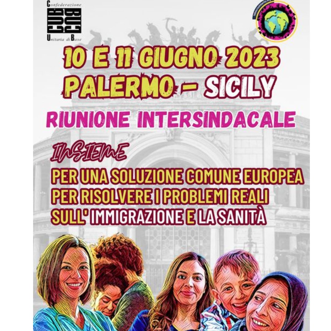 #Cubinternazionale
Riunione #Intersindacale a #Palermo, 10 e 11 giugno 2023, #capitalismo #finanzainternazionale #crisiglobale #guerra #economia #diritti #lavoro 
Qui info e programma: cub.it/riunione-inter…