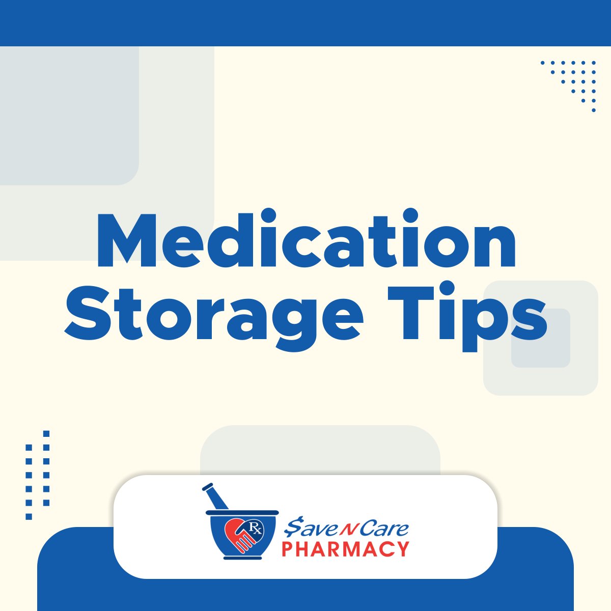 Store them in a cool, dry place, away from sunlight and moisture, and in their original packaging. Store them out of reach and ask a pharmacist for guidance on any specific concerns.

#PharmacyServices #HudsonFL #Medication #StorageTips