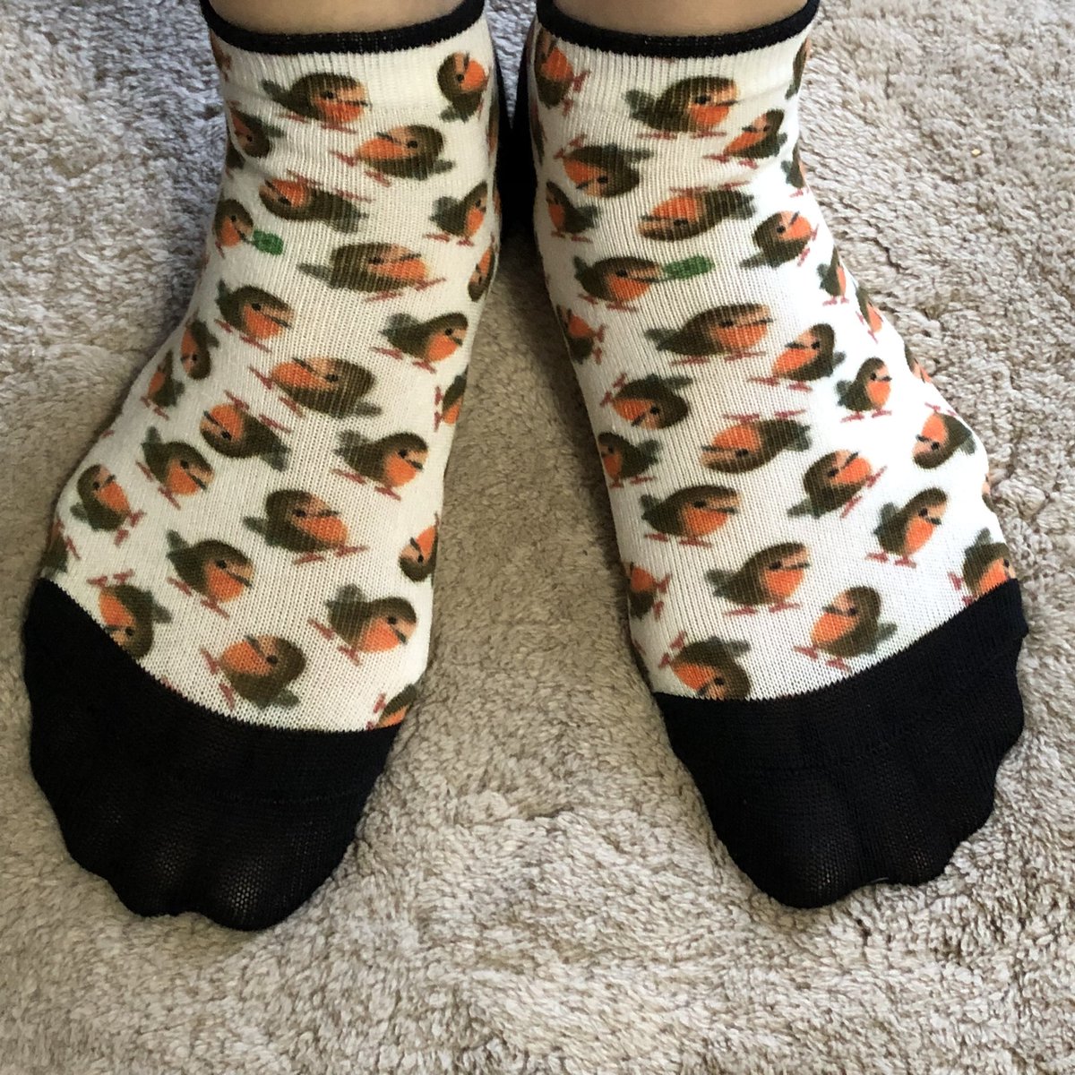 「届いたのではいてみました! 思ったより色が濃いのと、甲高の私がはくと顔が横伸び」|萩岩睦美　再現画展福岡10/5〜10/9のイラスト