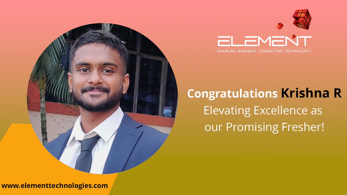 ElementTech_'s tweet photo. Announcing our 'Promising Fresher', Krishna R. His hard work and enthusiasm serve as an inspiration for all. Join us in celebrating this milestone in his journey as we continue to nurture a culture of growth and recognition.
#lifeatelement #elementrocks #teamwork https://t.co/t8cGyMIaUu