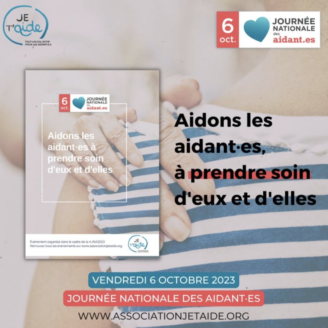 📢 À vos agendas! Le 6 octobre, c'est la Journée Nationale des Aidants !

Cette 14ème édition a pour thème "Aidons les aidants à prendre soin d'eux et d'elles"
Rejoignez-nous le 6 octobre et ensemble, faisons entendre notre voix pour reconnaître et soutenir les aidants !
#JNA2023