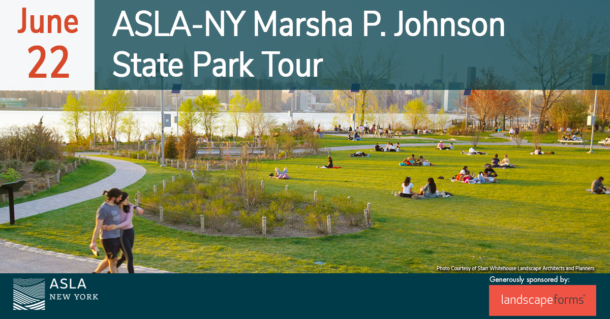 Marsha P. Johnson State Park is a 7-acre waterfront park located along the East River in Williamsburg Brooklyn. The tour with Starr Whitehouse will discuss the history, community engagement, and design. Thurs, 6/22 at 6pm 1 LACES CEU/HSW (Pending) aslany.org/event/aslany-m…