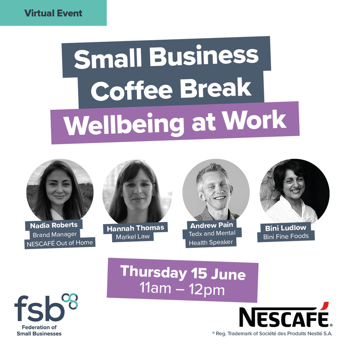 FSBSrpsHrfsWrcs's tweet photo. 🗓️One week and counting . . .
🤝FSB are partnering with @nestleprouk for their #MakeChatWork Campaign.
☕️Grab a coffee and join us & our speakers to hear how you can make a positive impact on your own - and your teams' - wellbeing.
✍️Sign up is FREE👉 https://t.co/VA4HNo0oUj https://t.co/u8gn7GDKQ8