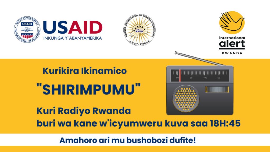 Today at 18:45 on @Radiorwanda_RBA, you can follow Shirimpumu radio play,a program under our project implemented by @ARuhuka with @USAIDRwanda funding. Today's episode is about how social activities such as weddings,community service, village savings&loans,foster social cohesion.