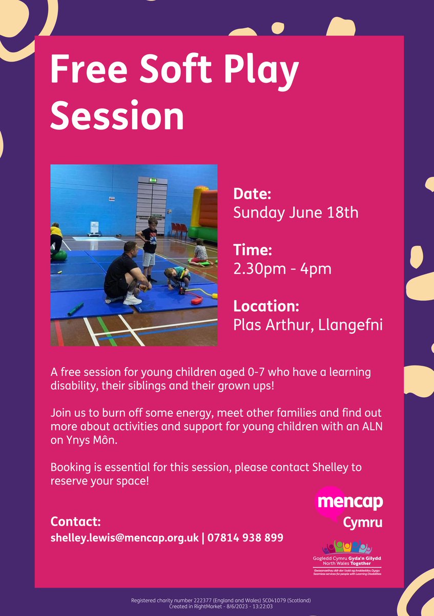 Come and Play! Free soft play session for young children with a #learningdisability on #ynysmon