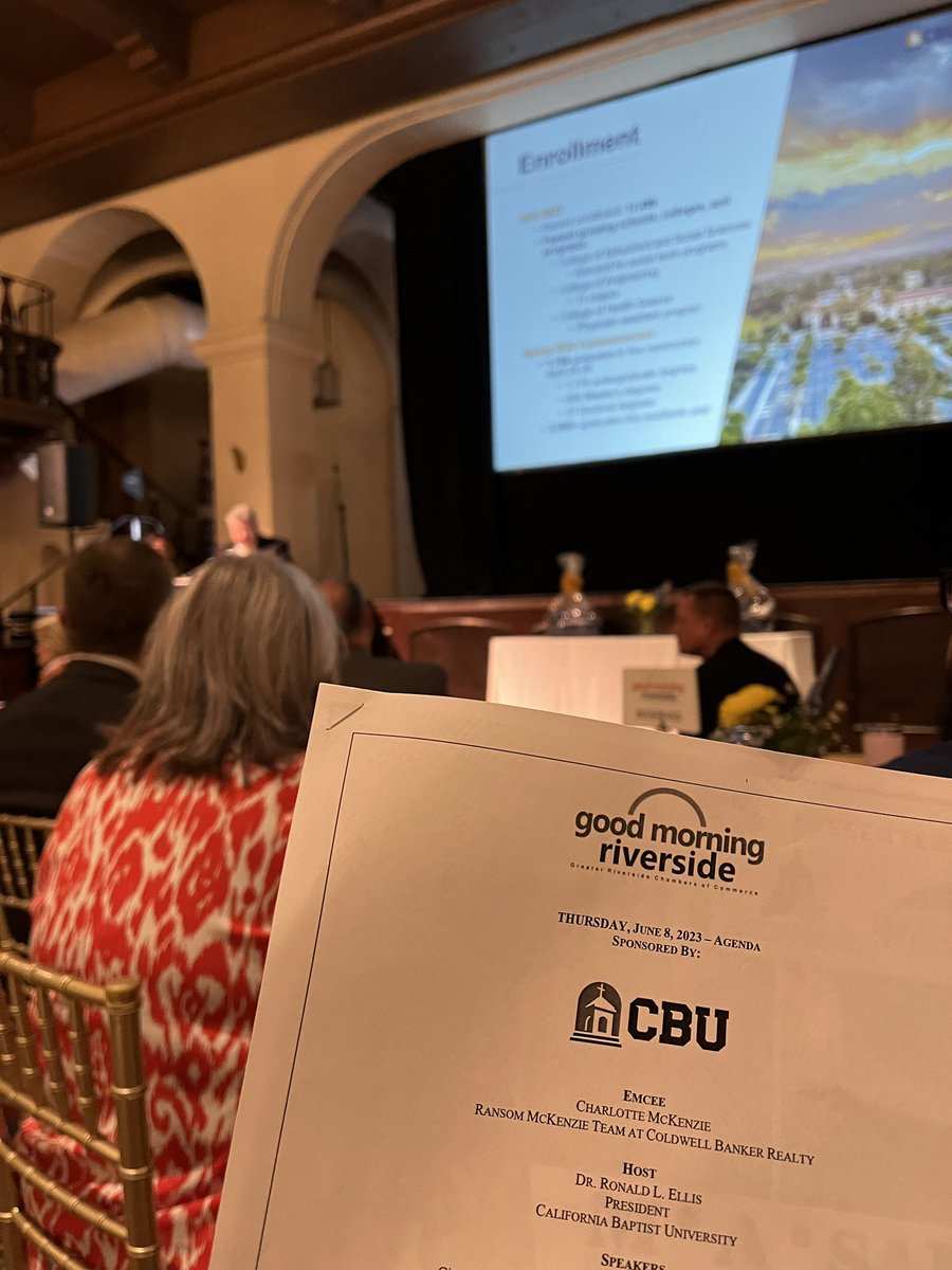 CBU_SchofBus's tweet photo. Good morning, Riverside! Lovely to see our President Dr. Ellis as host. Lance up! #rivbiz https://t.co/Uuj01tvGP1