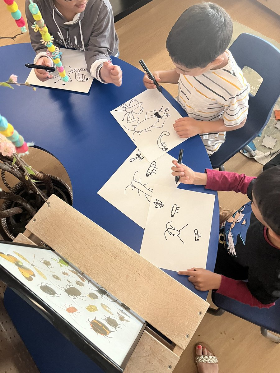 “We are making bugs!” “Look I did a caterpillar and a butterfly” “Some are red and some are some are rainbow colours” @DesmondHDSB 🦋🐜🕷️🐞🦟