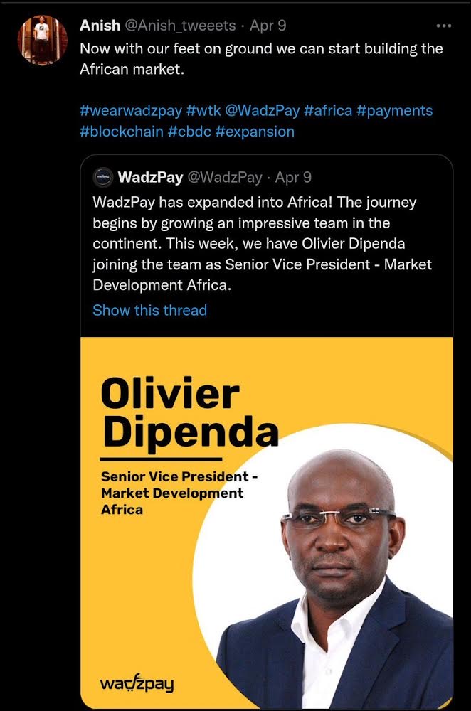 Realprophet5's tweet photo. @Anish_tweeets @WadzPay $WTK 💎 🇨🇫🌍 #RegulatoryProgress 👏🏽 Wadzpay is #CompliantCentered ⚖️ #GlobalPresence 🌐 https://t.co/UbGLcDqbR0