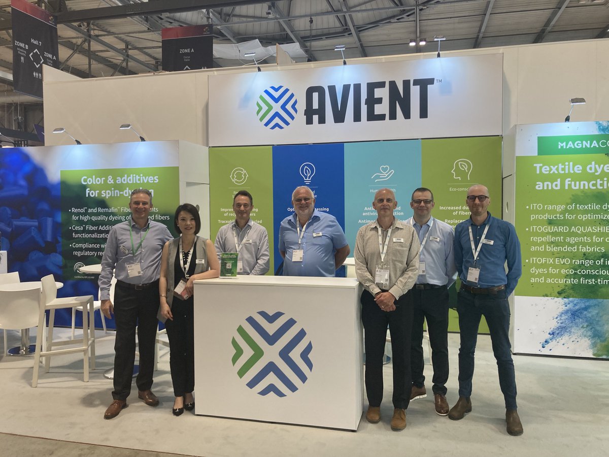 AvientCorp's tweet image. #ITMA 2023 is here! Visit the Avient team at booth B302 today-June 14th to learn about our commitment to #sustainable color and #additive solutions for #spin-dyeing and dyes, chemicals, and functional finishes for your #textile needs. We look forward to seeing you soon!