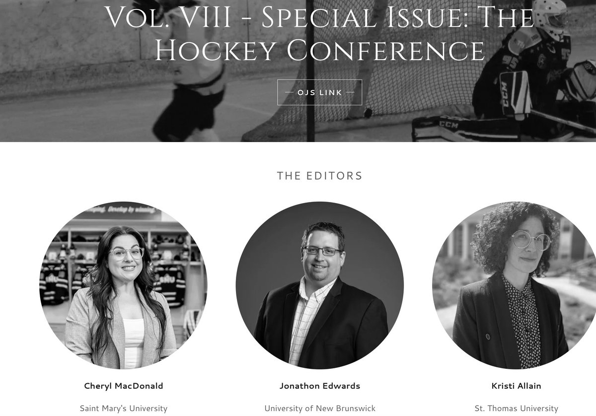 EmergingSport's tweet image. 📚We are extremely proud to announce publication of Volume VIII, a special issue of submissions from the 10th Anniversary of The Hockey Conference! 📚

This volume is co-edited by: @drcherylmac, @Jre2Edward1 &amp;amp; @Kristi_Allain

Read the full volume here: emergingsportstudies.ca/special-issue-…