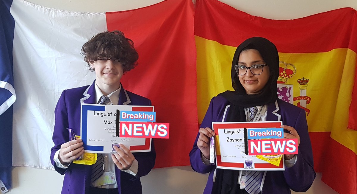 Congratulations to these students for being chosen "Linguists of the week". Lily-Ana, Stephen, Zaynah and Max, your determination and resilience have impressed your teachers. Keep up the good work! 🇪🇸🇫🇷 <a href="/AldersleyHighSc/">AldersleyHighSchool</a> <a href="/AldersleyTeam10/">AldersleyTeam10</a> <a href="/AldersleyTeam8/">AldersleyTeam8</a> <a href="/AldersleyTeam9/">AldersleyTeam9</a>
