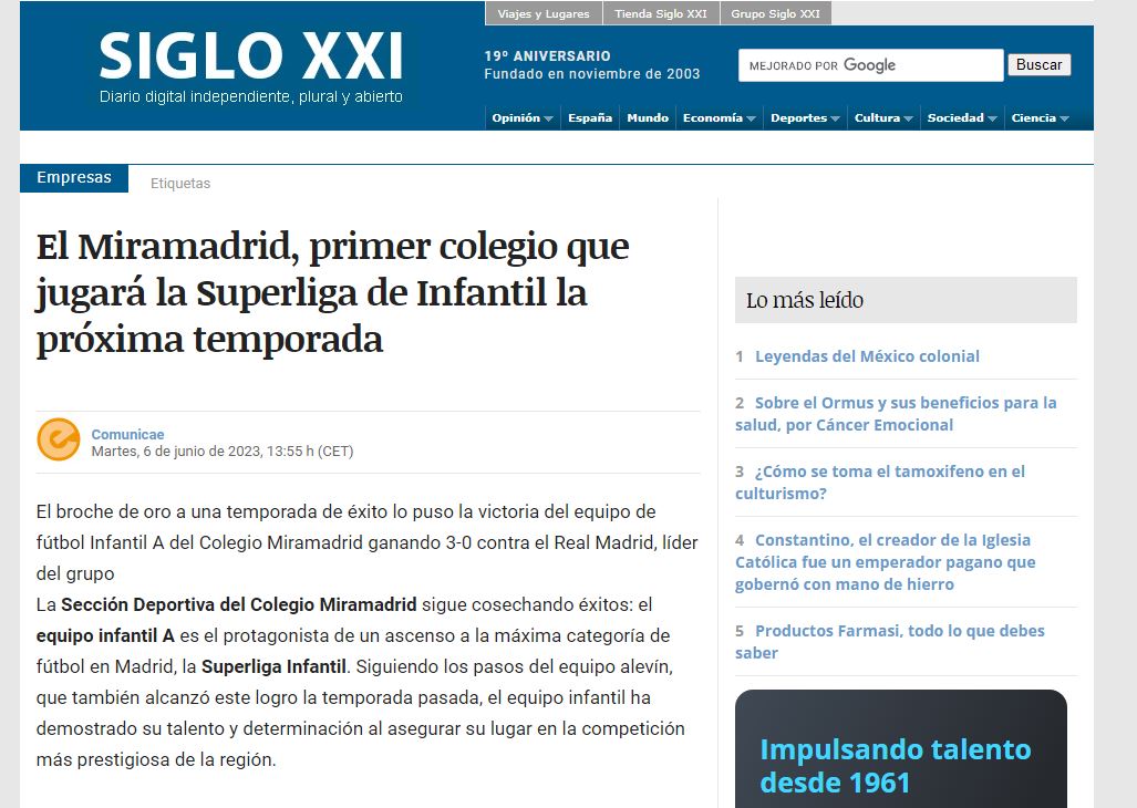 CCMiramadrid's tweet photo. El "Miramadrid", primer colegio que jugará la Superliga de Infantil la próxima temporada. ⚽️

El broche de oro a una temporada de éxito lo puso la victoria del equipo de fútbol Infantil A del "Miramadrid" ganando 3-0 contra el Real Madrid, líder del grupo.

#colegiomiramadrid https://t.co/qtnAoTetQp