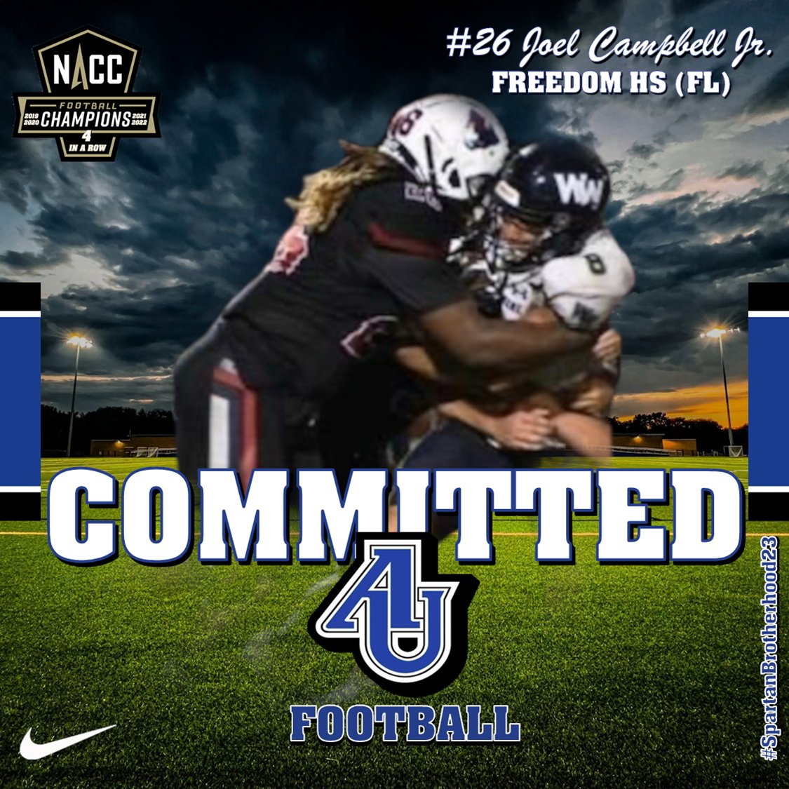 AU_SpartanFB's tweet photo. Spartan Fans, we are excited to welcome @3_humble from Freedom HS (FL) to the Aurora Football Family. Be sure to follow his journey as he continues to develop as a student, athlete, and person. #WeAreOneAU #SpartanBrotherhood23 https://t.co/pJOxTeslcf