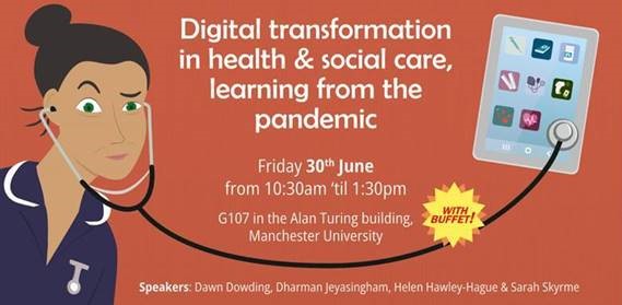 What can we learn from experiences of digital transformation during the pandemic? Research @UoM has explored the impact on nurses, midwives, physios and social workers. Can be in person on online! Sign up: eventbrite.co.uk/e/digital-tran… @eventbrite