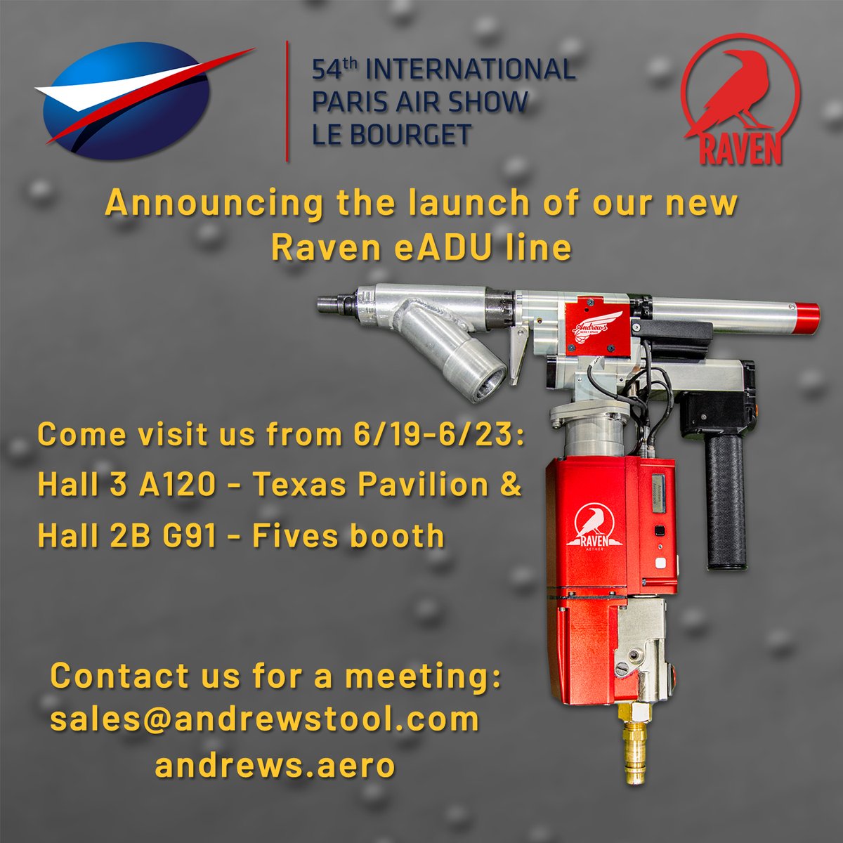 We're proud to announce the launch of our new Raven eADU line at Paris Air show, June 19th through the 23rd #parisairshow #aerospace #aerospaceindustry #aerospacemanufacturing <a href="/salondubourget/">Paris Air Show</a>