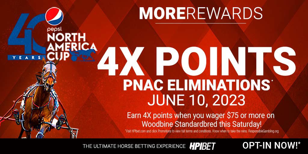 4x POINTS | @HPIbet 

Earn 4x points when you wager $75 or more on Saturday’s racecard @WoodbineSB! #BetWoodbineSB 

Sign up | hpibet.com