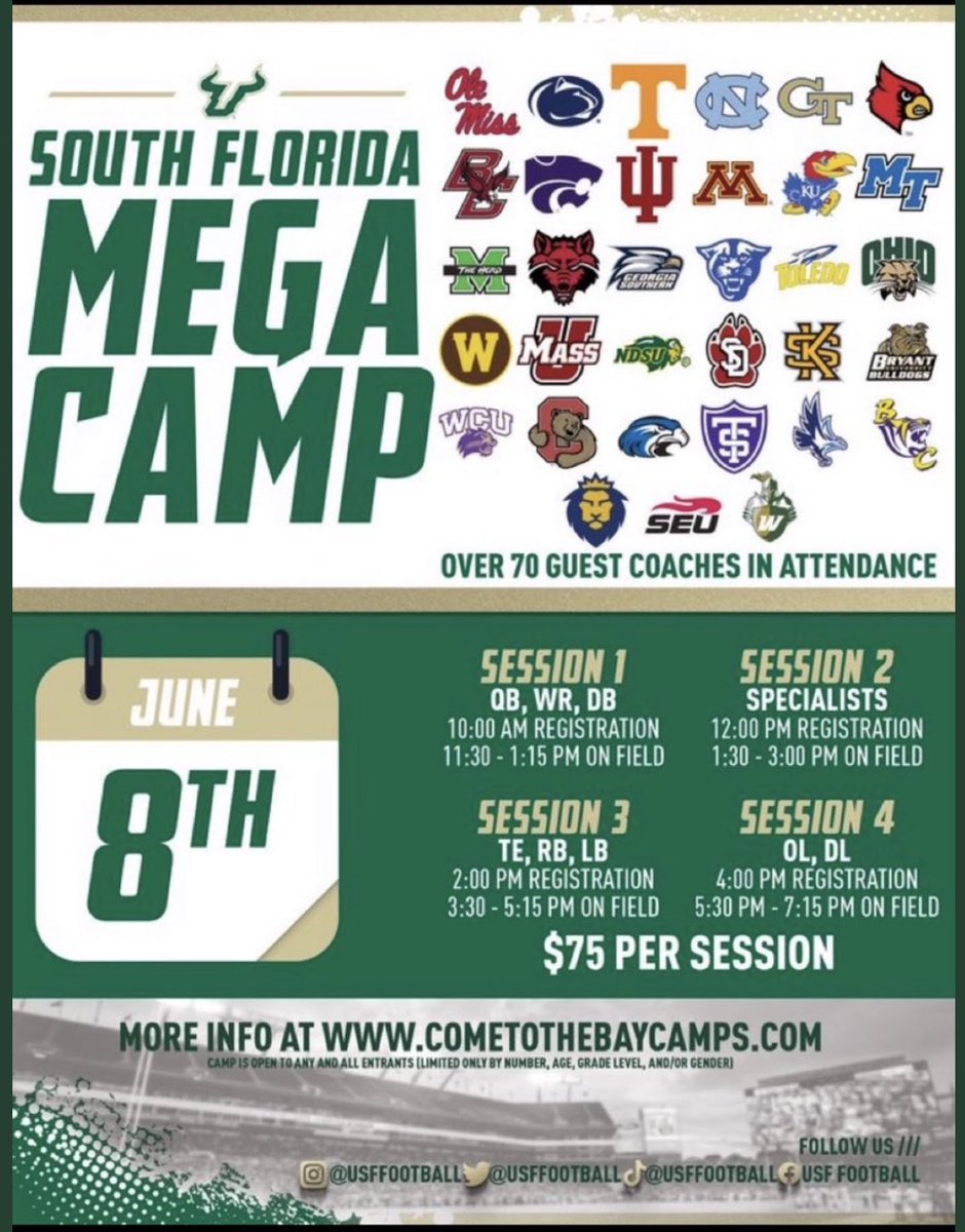 Theyluvlarry7's tweet image. SOUTH FLORIDA IM HERE! I can’t wait to show all the coaches what I got. #SessionOne #USFBulls 💚🤟🏿 @USFFootball @CoachGolesh @ToddOrlandoUSF @CoachBirkett @CoachStefon321 @Coach_Brown321 @larryblustein @Coach_BenderPb @pbhs_football @ZacharyEmeryFo1
