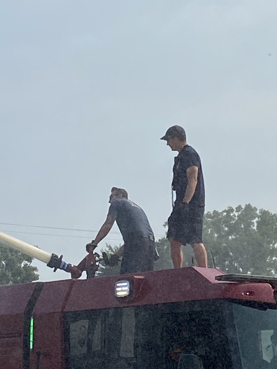 ROHSAthletics's tweet photo. Many thanks go out to the Royal Oak fire department engine number 30 for creating some much-needed rain on our softball field!   Community coming together to support educational athletics! ⁦@royaloakschools⁩ ⁦@MHSAA⁩ ⁦@RO_Softball⁩ ⁦@CityofRoyalOak⁩ https://t.co/0H7nkytCk3