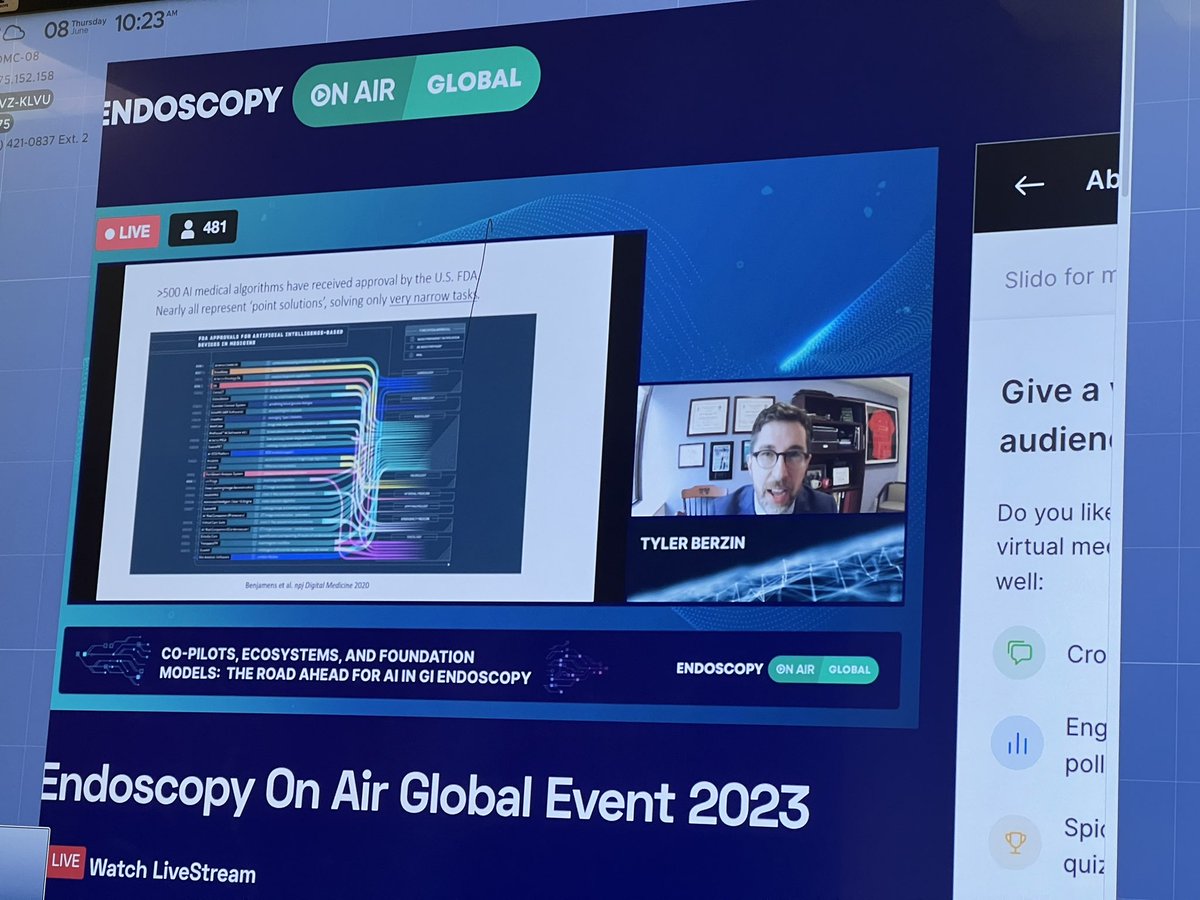 Moamen Gabr (@moamengabrmd) on Twitter photo Happening now <a href="/EndoscopyOA/">Endoscopy On Air</a> status of #AI adoption in the US. Great talk by <a href="/tberzin/">Tyler Berzin MD, FASGE</a> <a href="/BIDMC_GI/">BIDMC_GI</a> <a href="/ASGEendoscopy/">ASGE GI Endoscopy</a> <a href="/AmerGastroAssn/">American Gastroenterological Association (AGA)</a> <a href="/AmCollegeGastro/">ACG</a> #GITwitter Happening now <a href="/EndoscopyOA/">Endoscopy On Air</a> status of #AI adoption in the US. Great talk by <a href="/tberzin/">Tyler Berzin MD, FASGE</a> <a href="/BIDMC_GI/">BIDMC_GI</a> <a href="/ASGEendoscopy/">ASGE GI Endoscopy</a> <a href="/AmerGastroAssn/">American Gastroenterological Association (AGA)</a> <a href="/AmCollegeGastro/">ACG</a> #GITwitter