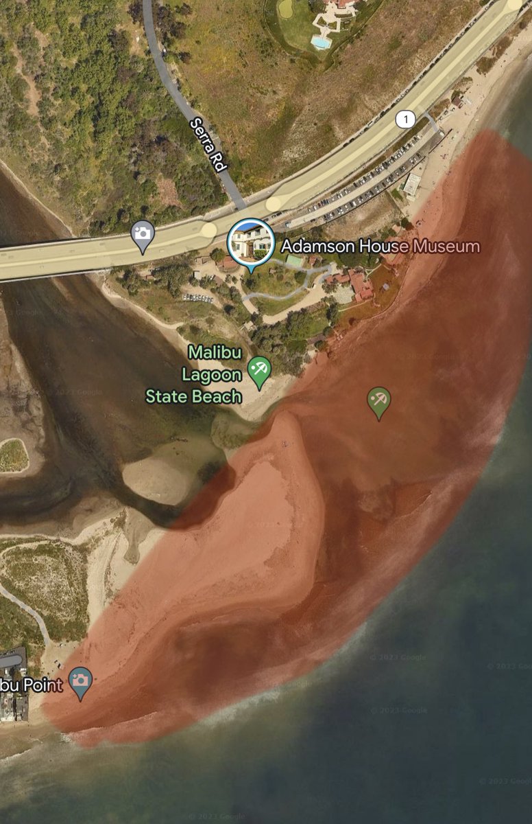 Per <a href="/lapublichealth/">LA Public Health</a> Due to a recent discharge of raw sewage portions of Malibu Lagoon State Beach are closed:
1/4 mile up &amp; down coast from Malibu Lagoon.