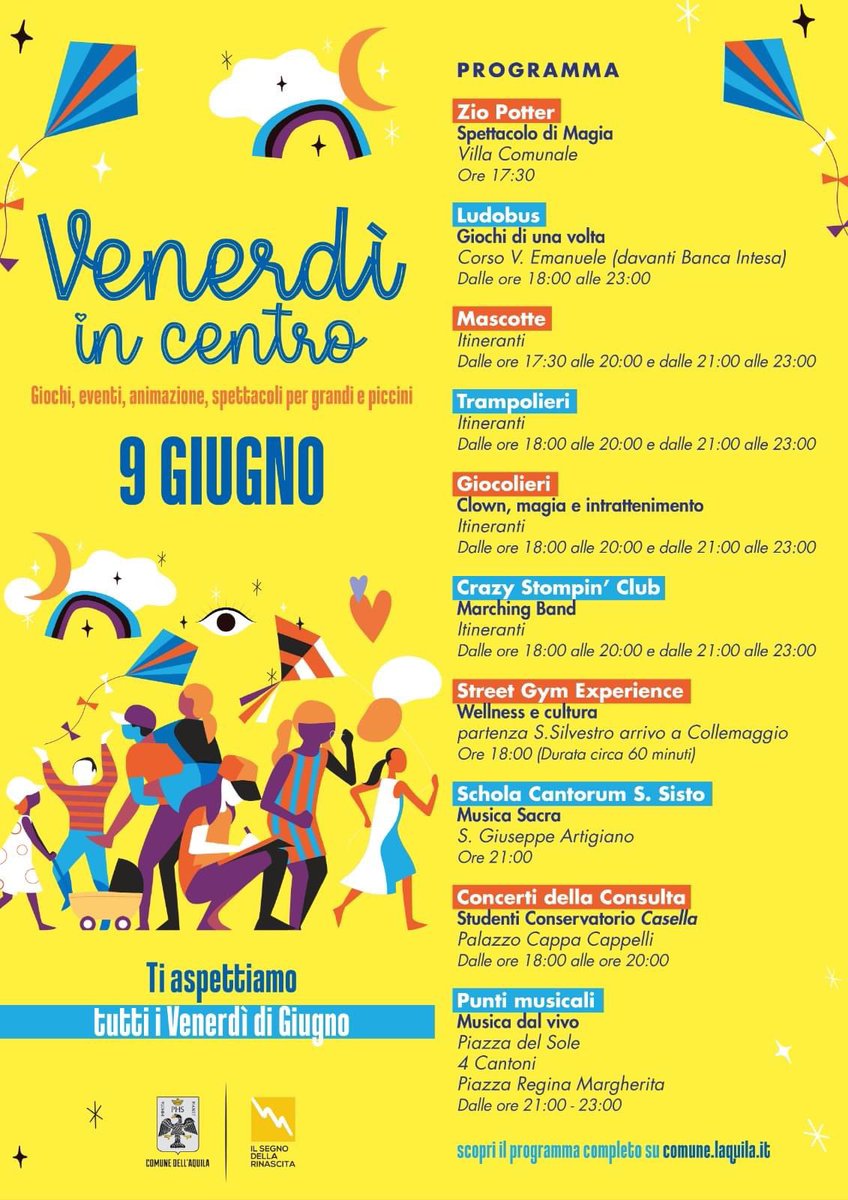 #venerdincentro domani a #laquila