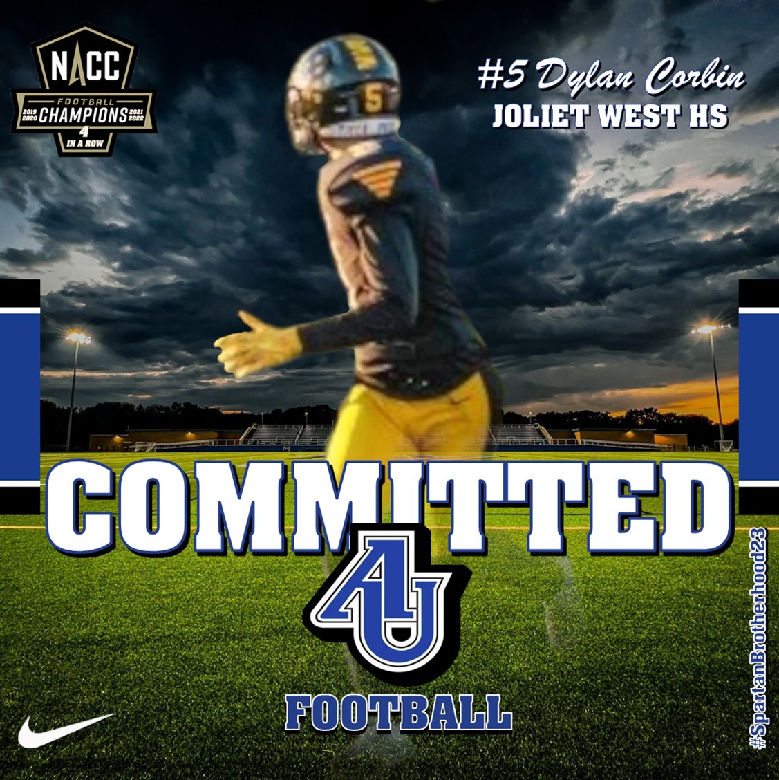 AU_SpartanFB's tweet photo. Spartan Fans, we are excited to welcome @DCorbin_5 from Joliet West HS to the Aurora Football Family. Be sure to follow his journey as he continues to develop as a student, athlete, and person. #WeAreOneAU #SpartanBrotherhood23 https://t.co/rGmShWQZvJ