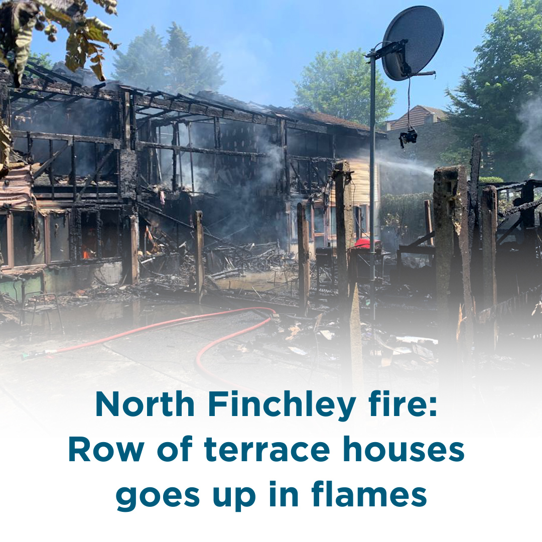 Firefighters were called to a blaze at a row of houses in north London on Thursday morning.

Up to ten fire engines attended the fire at Moss Hall Grove in North Finchley which was reported at 10.37am.