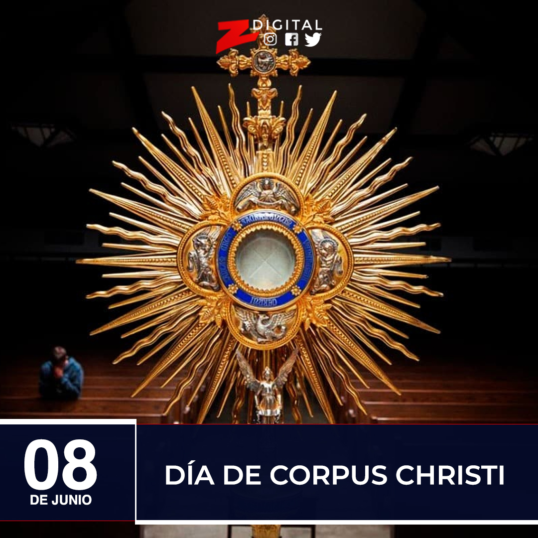 z101digital's tweet photo. Hoy se celebra el Día de Corpus Christi, conocido también como la Solemnidad del Cuerpo y la Sangre de Cristo.
#Z101 #ZDigital #ZDatos #ZEfemerides #CorpusChristi #8deJunio https://t.co/ZIhiqvncPy