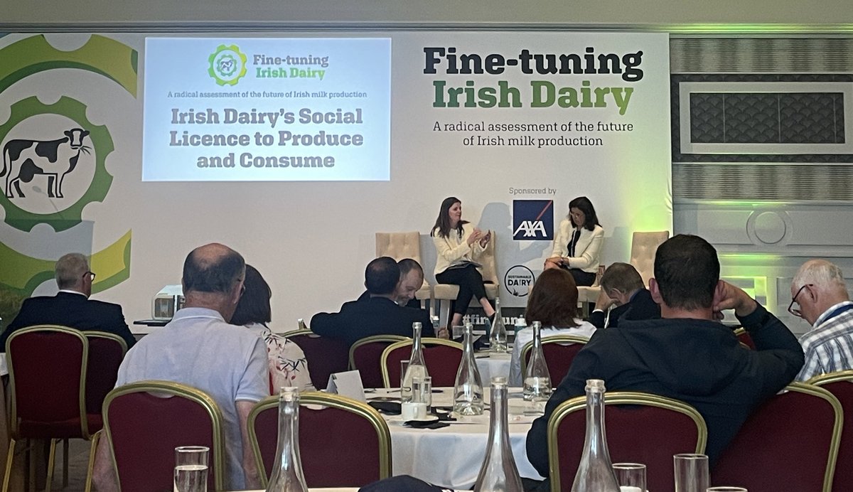 Zoe Kavanagh speaking of the great engagement <a href="/NDC_ie/">National Dairy Council</a> are doing between consumers farmers and scientists 
<a href="/AXA/">AXA</a> #finetuningirishdairy