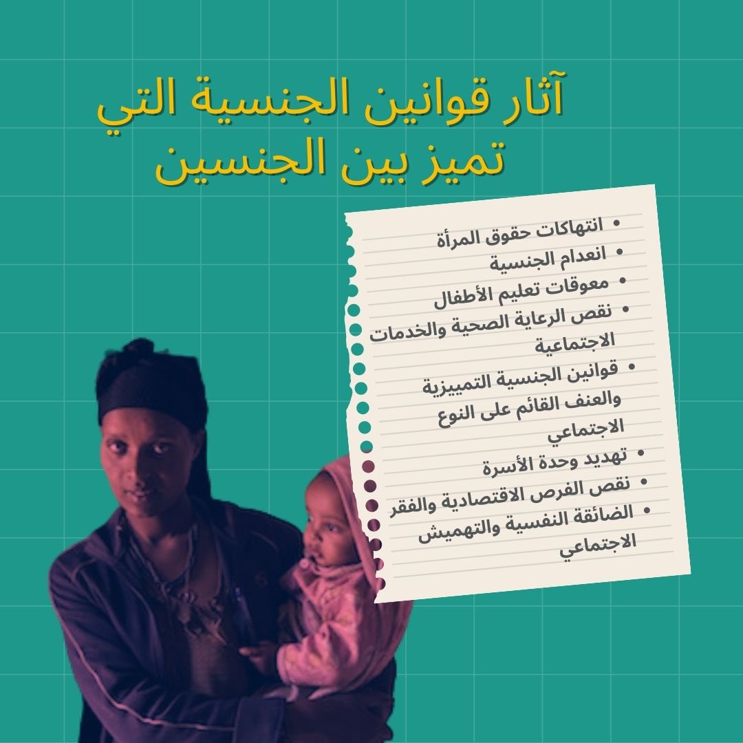 آثار قوانين الجنسية التي تميز بين الجنسين. 

#القمة_العالمية_حول_المساواة_في_قوانين_الجنسية