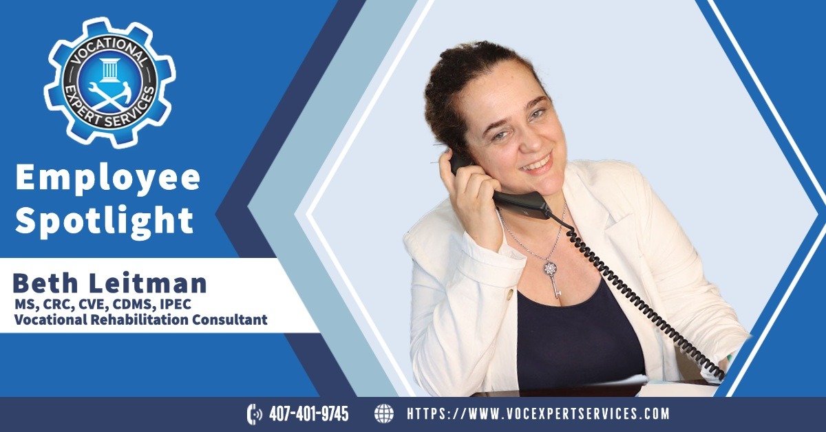 VocationalFL's tweet image. Beth has been working in the mental health and rehabilitation fields for over 10 years, and currently serves as an expert in Veteran’s TDIU, workers’ compensation, and family law matters. 
#ABVE #VECAP #CRC #Certified Vocational Evaluator #CVE #IPECcertified #VocationalExpert